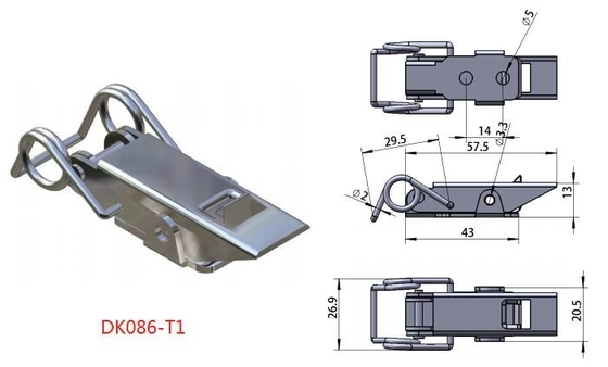 DK086-T1 Self Locking Tersembunyi Stainless Steel Draw Catch Toggle Latch Untuk Mesin