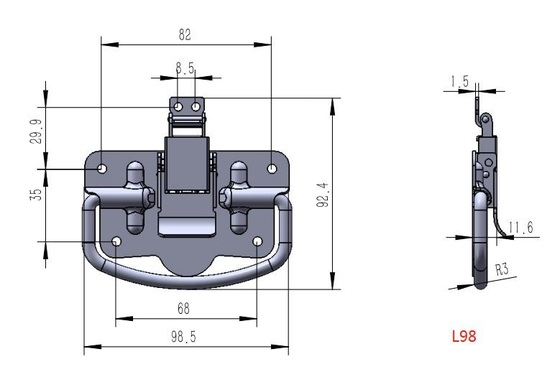 SS304 Heavy Duty Lipat Stainless Steel Dada Menangani Tahan Karat Dengan Toggle Latch Lock