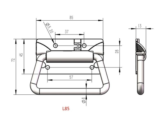 L85mm Heavy Duty Stainless Steel Tool Box Pegangan Dada SUS201 SUS304
