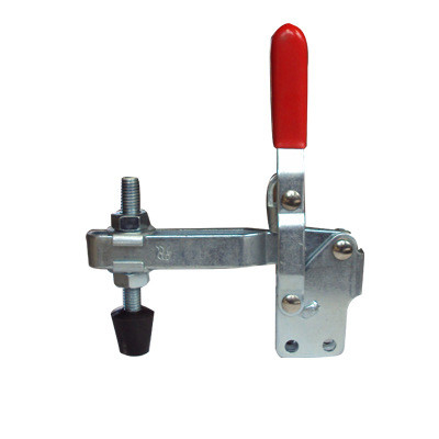 HD-12137 Rilis Cepat Vertikal Tahan Toggle Clamp baja dengan Gagang Karet Merah